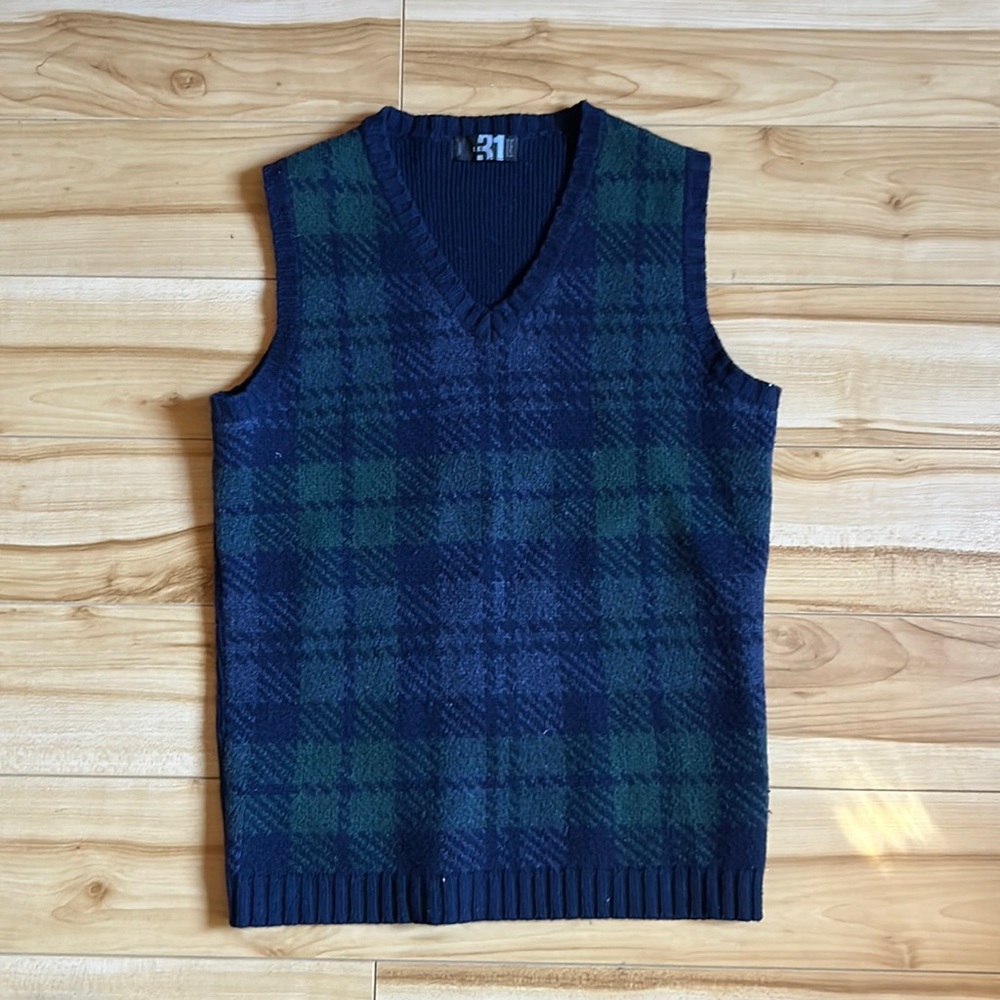 Simons plaid wool vest